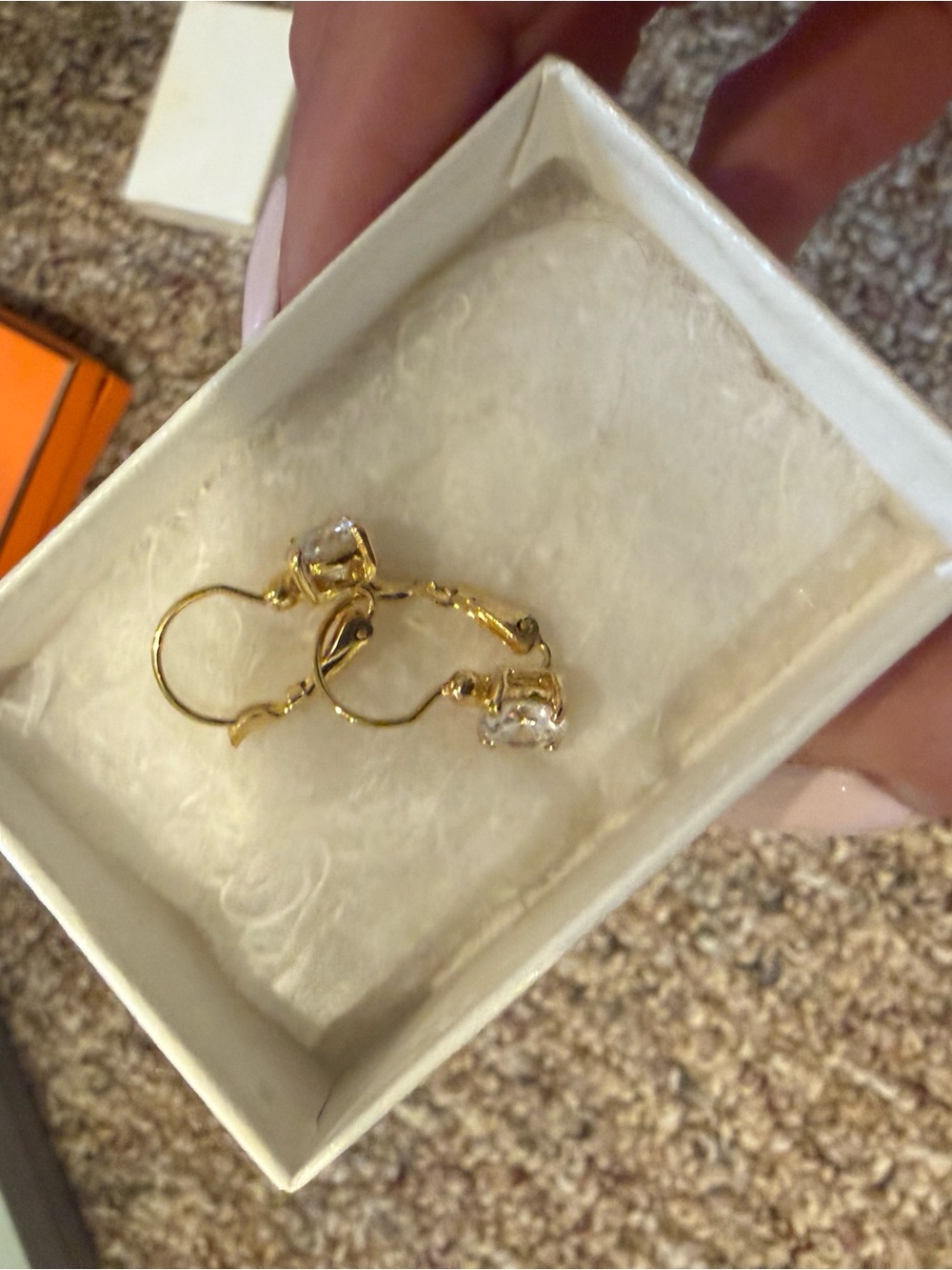 Gold-Tone Clear Stone Drop Earrings